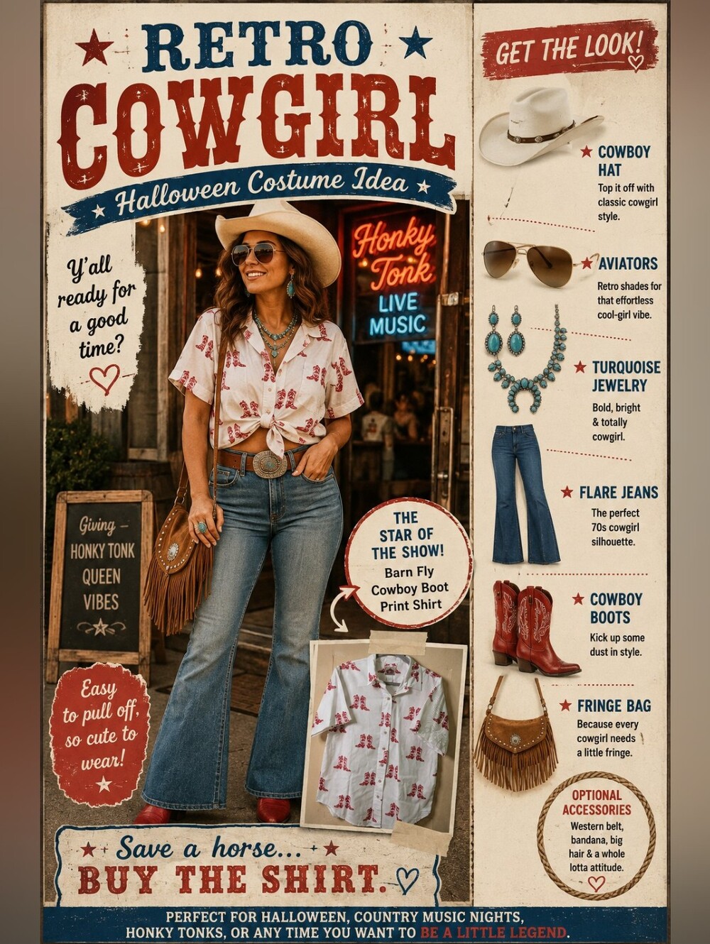 Barn Fly Cowboy Boot Print Button-Up Shirt – Large